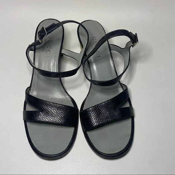 Gucci Black Block Heel Ankle Strap Sandal - Picture 3 of 16